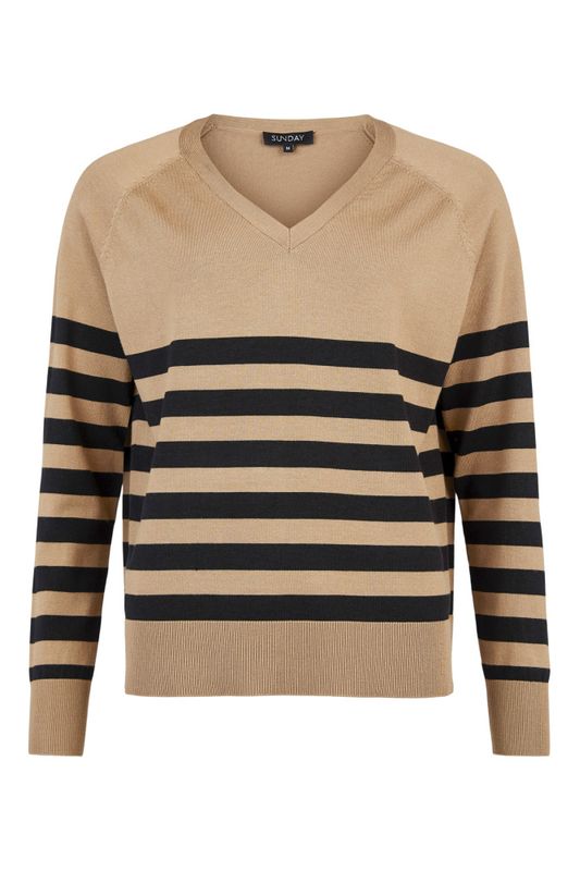 Genser Beige Sorte Striper