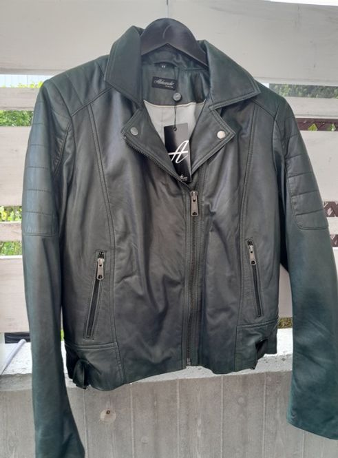 Hovedbilde Aleksander Of Norway grønn biker skinnjakke