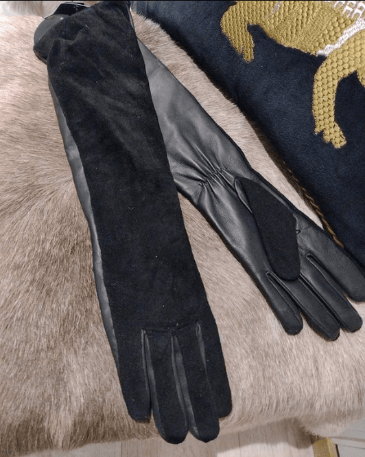 Hovedbilde Mjm lange skinn hansker semsket glatt
