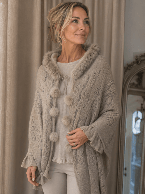 Hovedbilde Beige sjal med pels