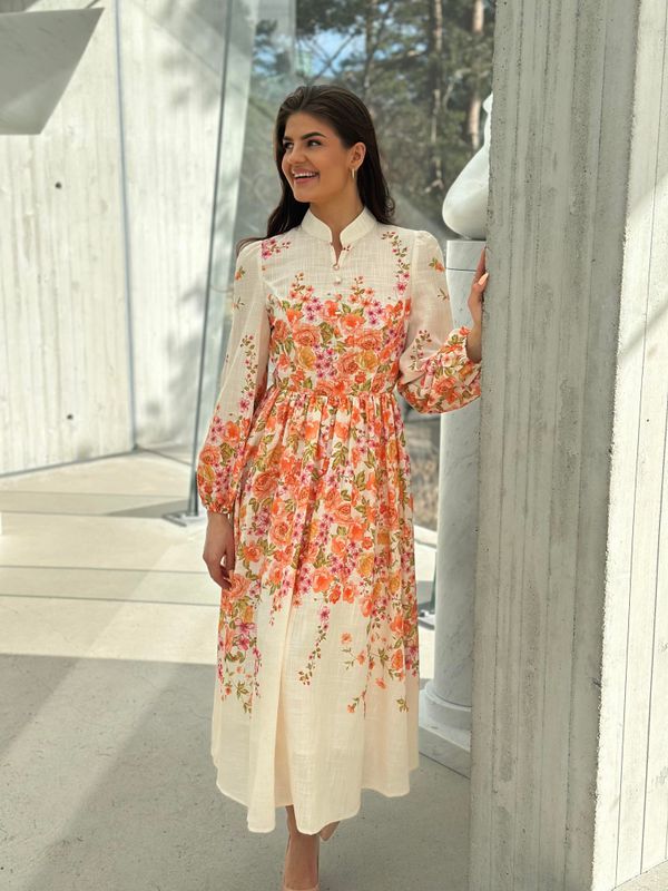 Zaria kjole cream korall